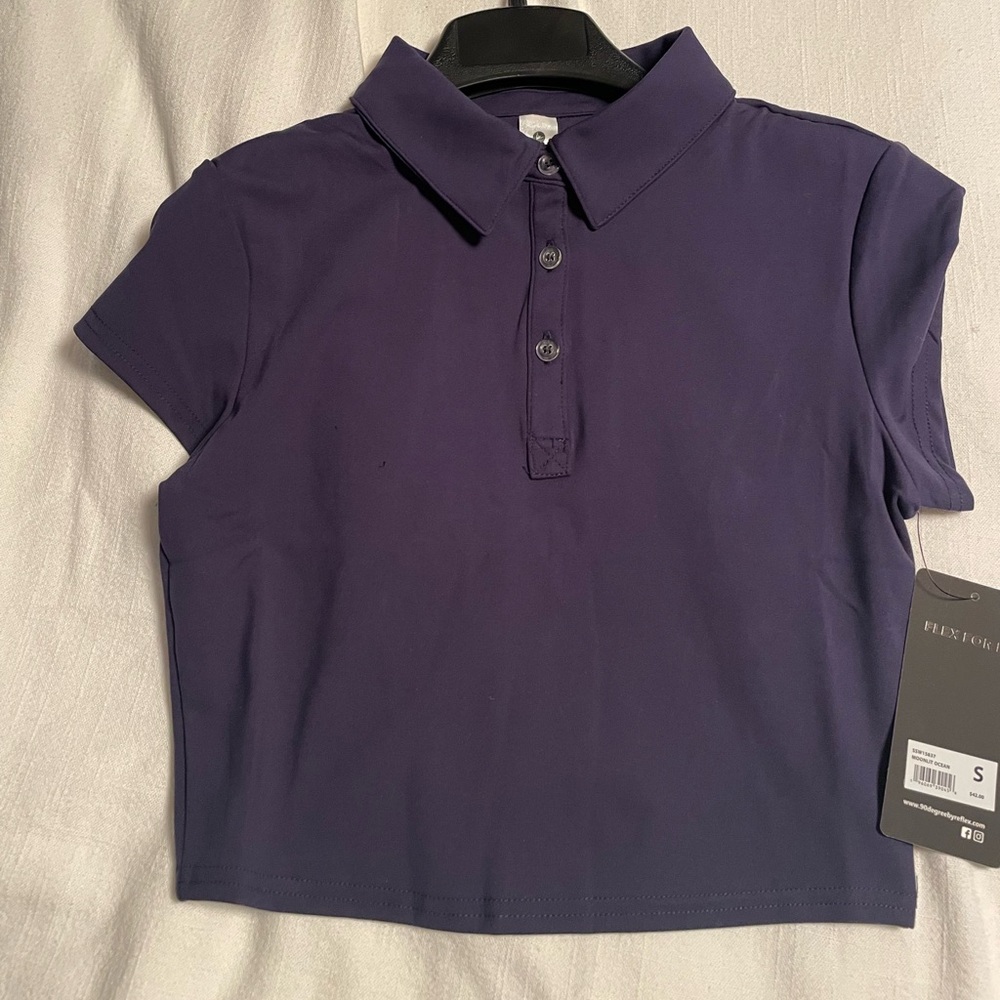 90 degree by Reflex Cropped Polo - Navy, size small
